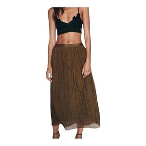 ✨ ZARA Bronze Pleated Midi Skirt | Size S | New